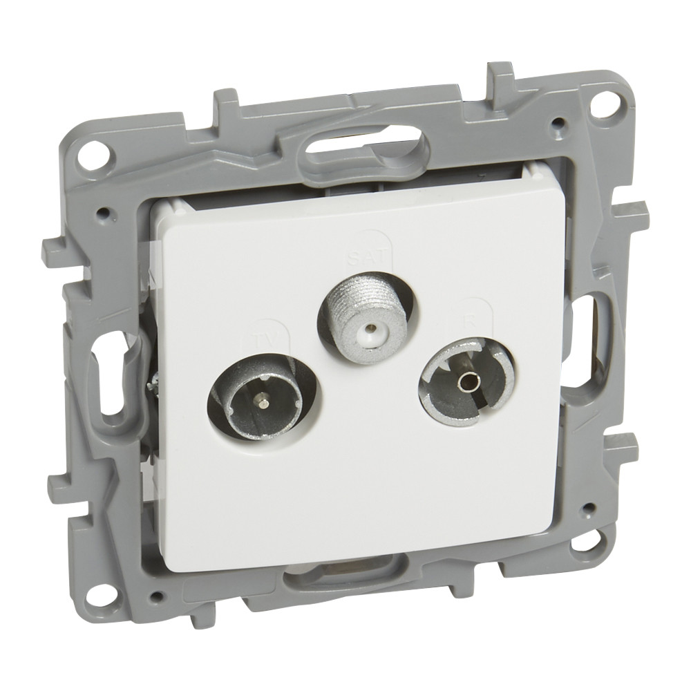 Prise TV-R-SAT terminale Niloé – atténuation -10 dB – blanc – IK04 – IP21 – Thermoplastique