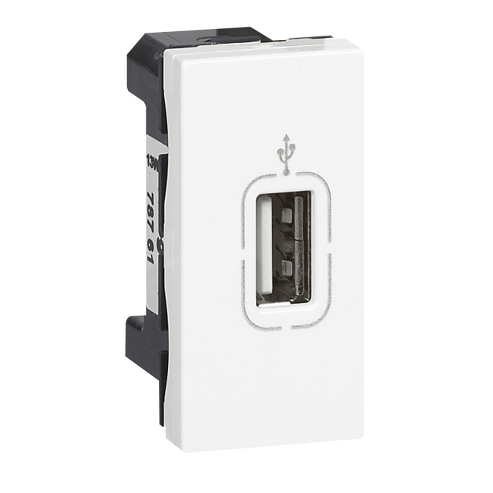 Prise USB 2.0 femelle à visser Mosaic 1 module – blanc