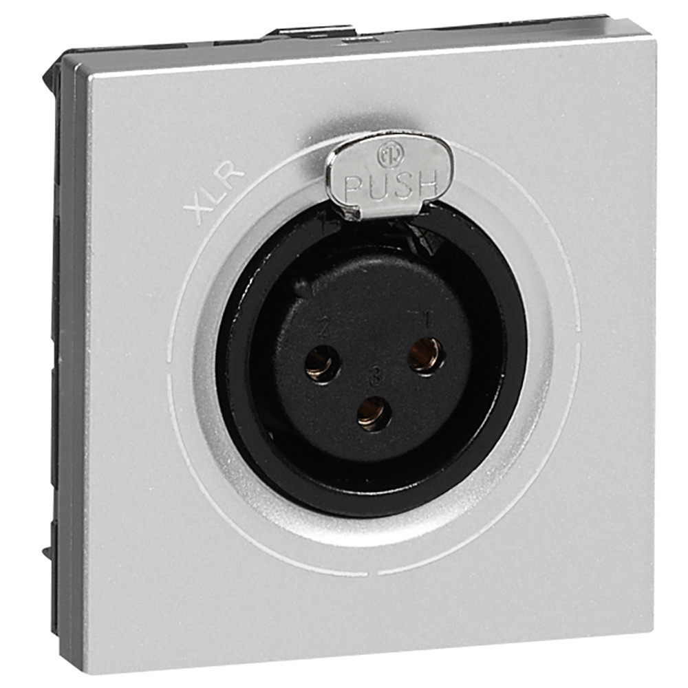 Prise XLR 3 pôles femelle Mosaic 2 modules pour liaison stéréo de tout périphérique – alu