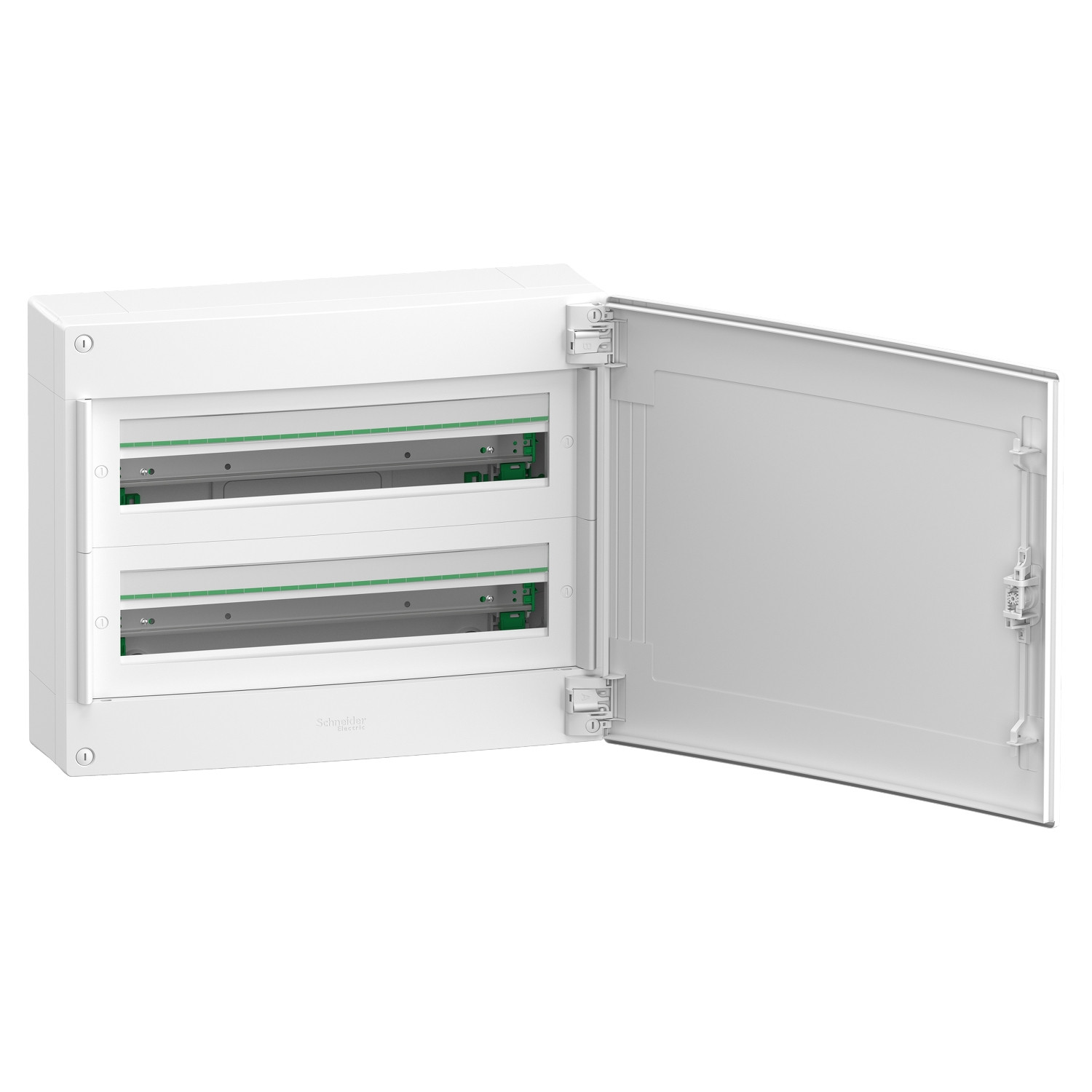 PrismaSeT XS, coffret en saillie, 2 rangées, 24M, 1 bornier PE, porte pleine, blanc