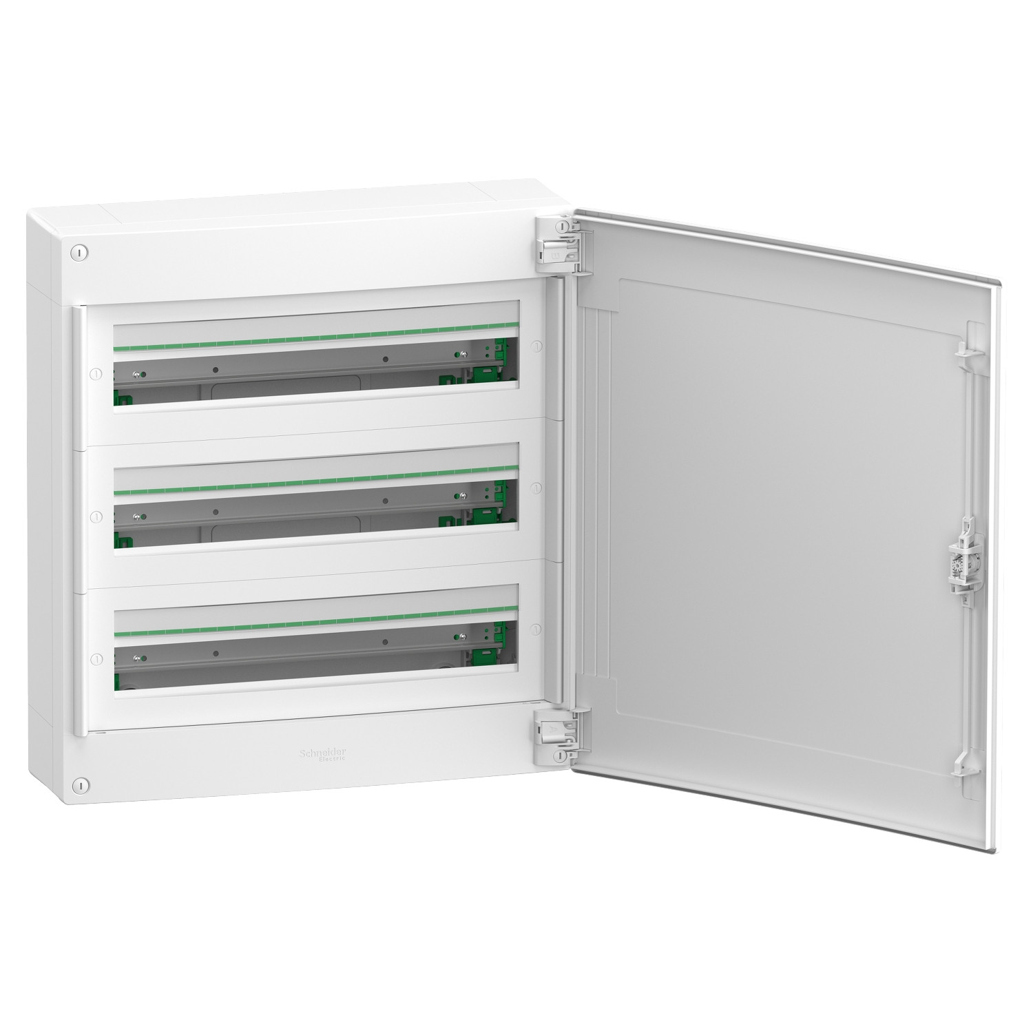 PrismaSeT XS, coffret en saillie, 3 rangées, 24M, 1 bornier PE, porte pleine, blanc