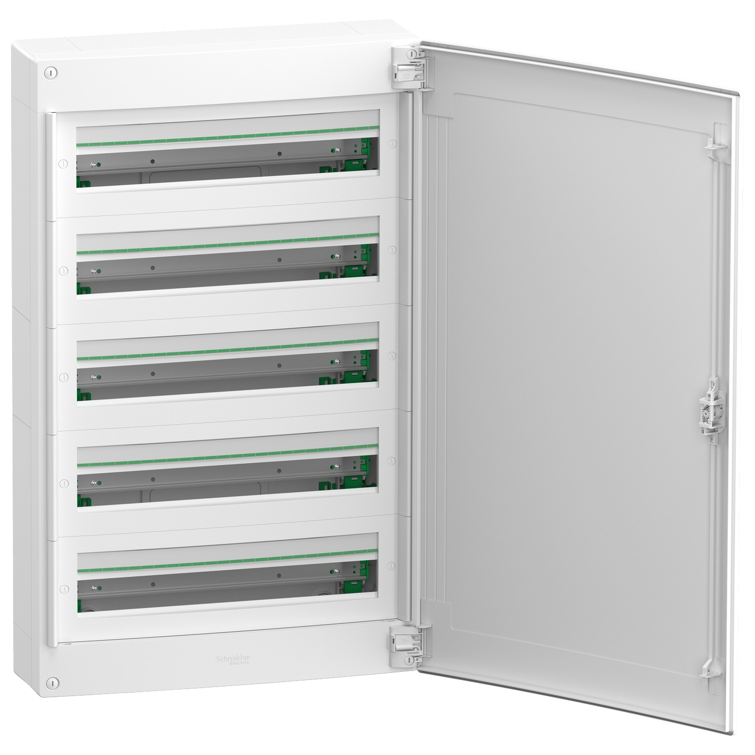 PrismaSeT XS, coffret en saillie, 5 rangées, 24M, 1 bornier PE, porte pleine, blanc