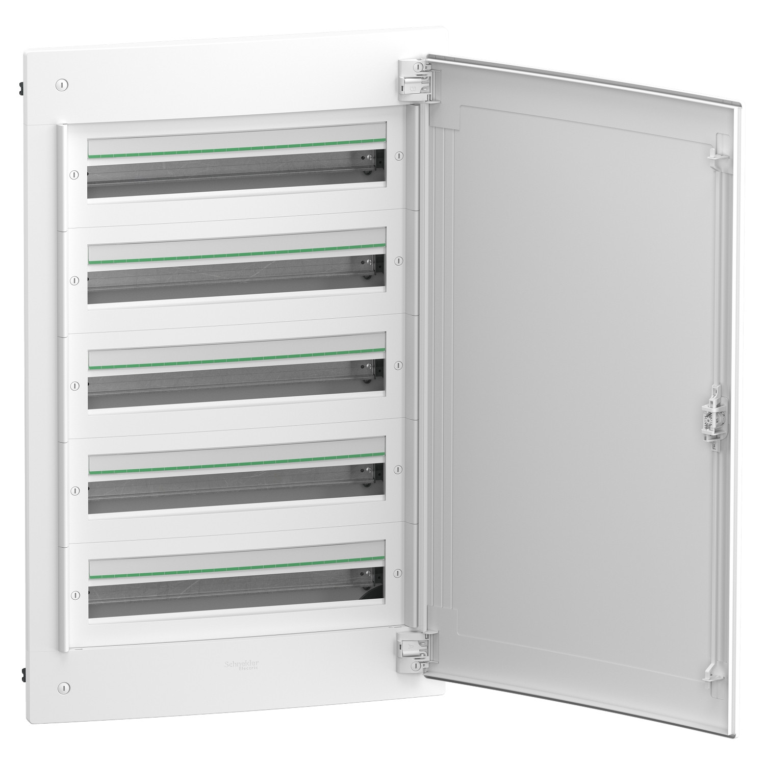 PrismaSeT XS, coffret en saillie, 5 rangées, 24M, 1 bornier PE, porte pleine, blanc