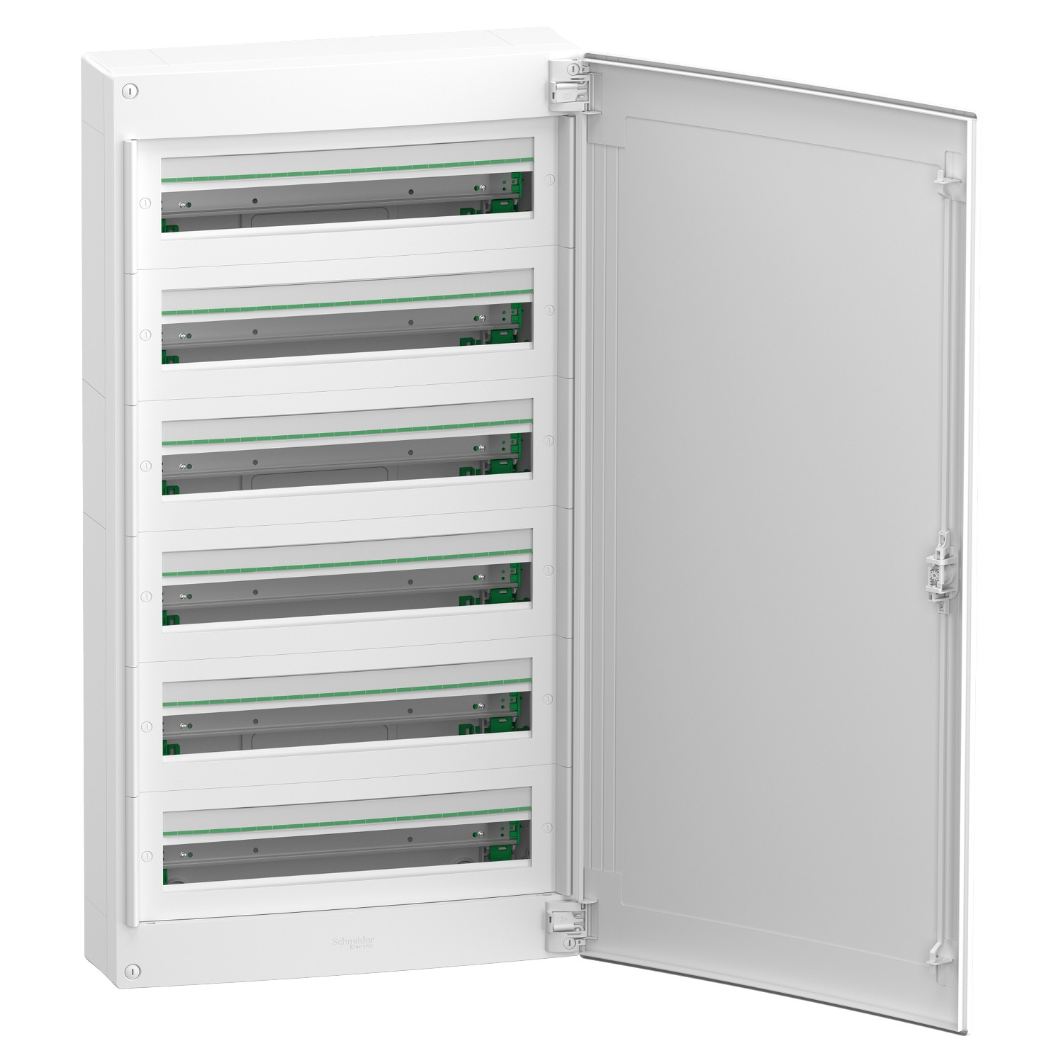 PrismaSeT XS, coffret en saillie, 6 rangées, 24M, 1 bornier PE, porte pleine, blanc