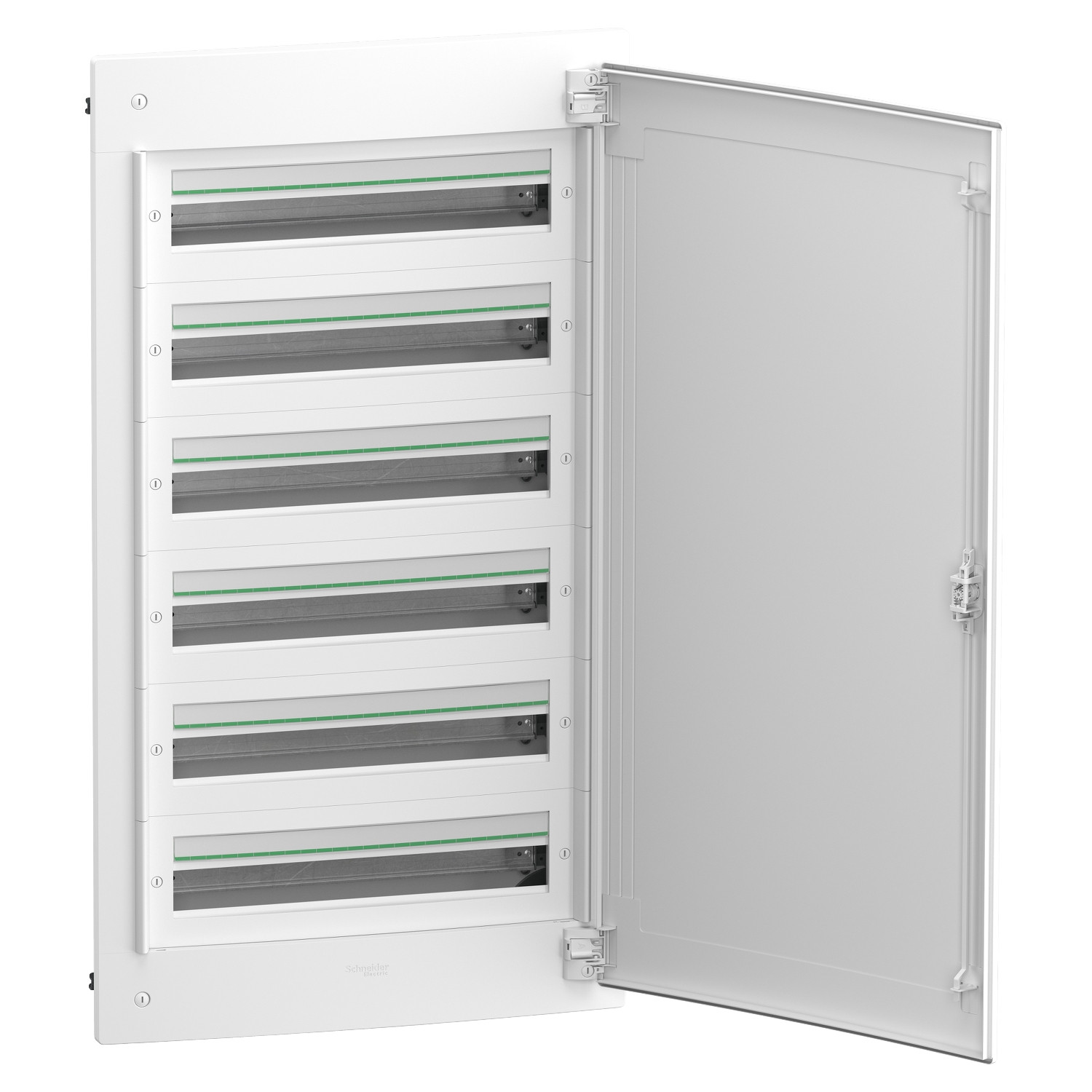 PrismaSeT XS, coffret en saillie, 6 rangées, 24M, 1 bornier PE, porte pleine, blanc