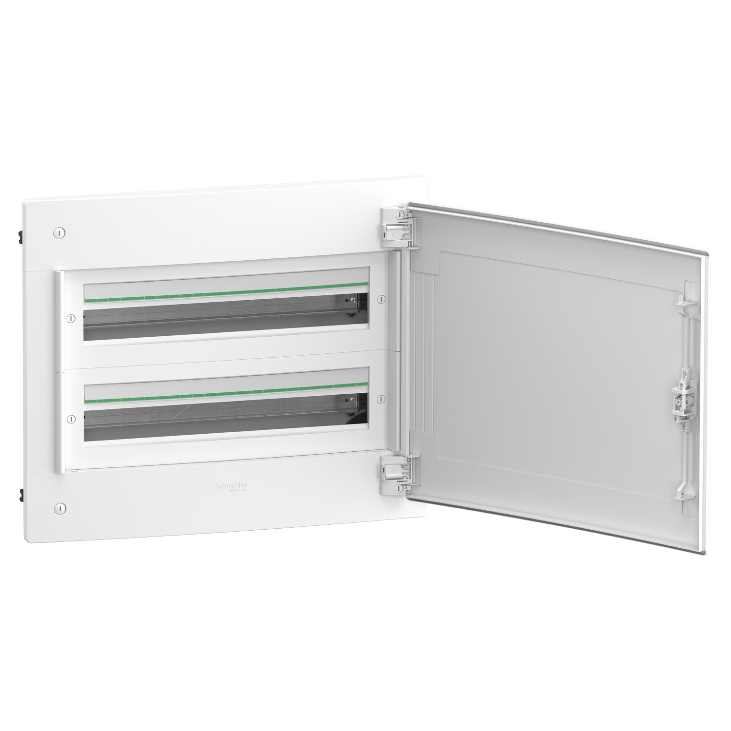 PrismaSeT XS, encastré, 2 x 24 modules, 1 terre + 1 borniers neutres, porte blanche unie