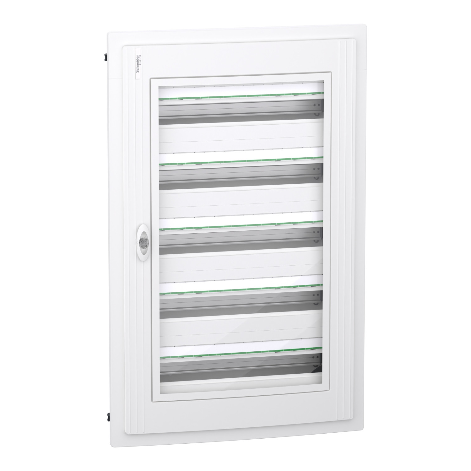 PrismaSeT XS, encastré, 5 x 24 modules, 1 terre + 1 bornier neutre, porte transparente