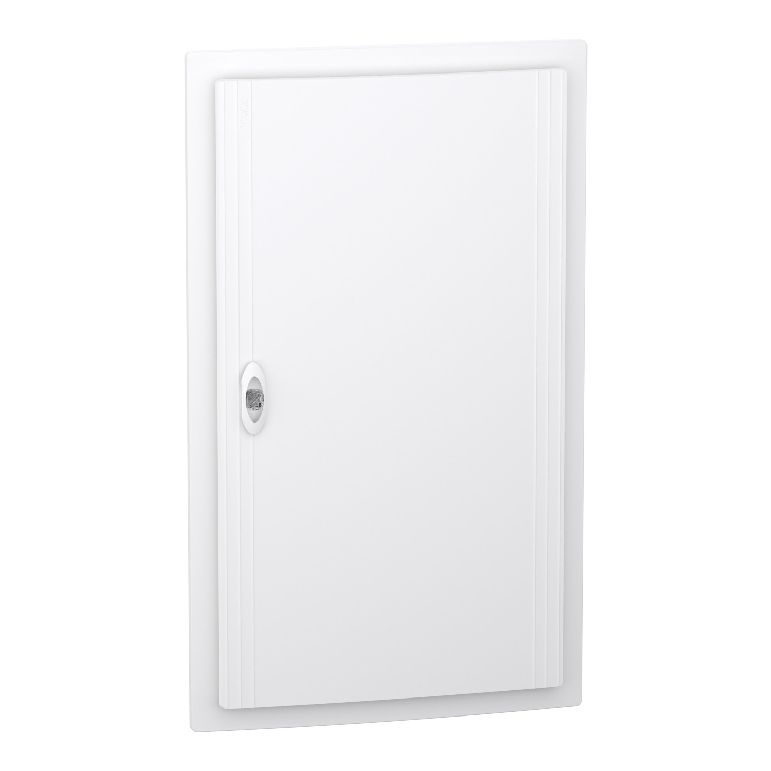 PrismaSeT XS, encastré, modules 4×18, 1 terme terrestre. bloc, porte blanche unie, plaque arrière résistante à 650 °C
