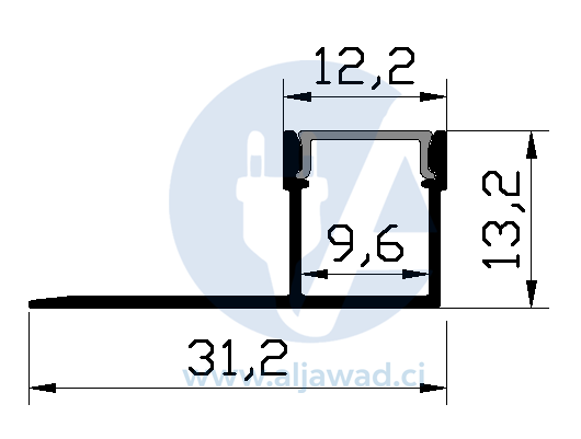 Profilé flexible Aluminium à led 32×9.6×13.2 – Longueur 3m en saillie dans un coin mural -PXG-301