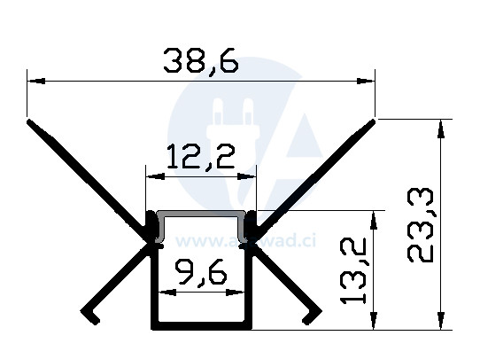 Profilé flexible Aluminium à led 40×9.6×24 – Longueur 3m en saillie dans un coin mural – PXG-303