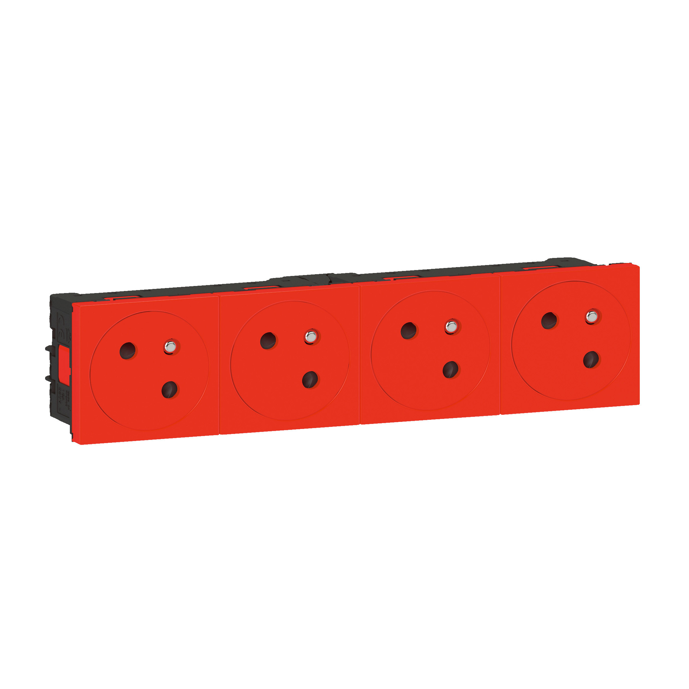 Quadruple prise de courant 2P+T Surface Mosaic Link raccordement latéral 8 modules – rouge