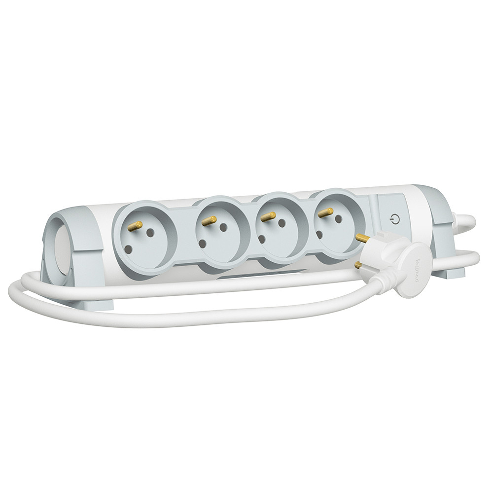 Rallonge avec bloc de prises pivotant – 4 prises – cordon 3 m