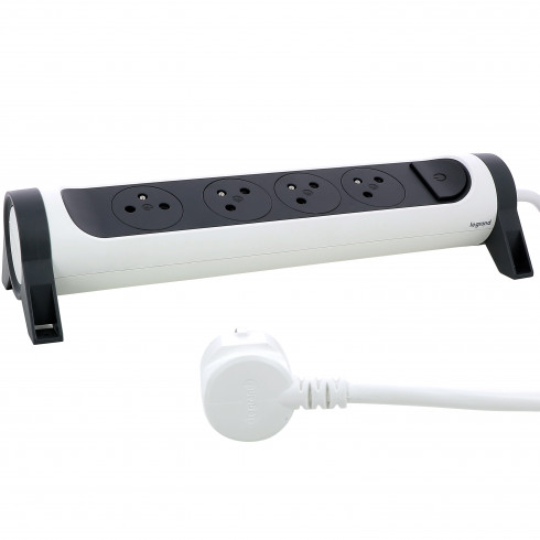 Rallonge multiprise rotative avec 4 prises de courant Surface , interrupteur et cordon 1,5m – blanc et gris foncé