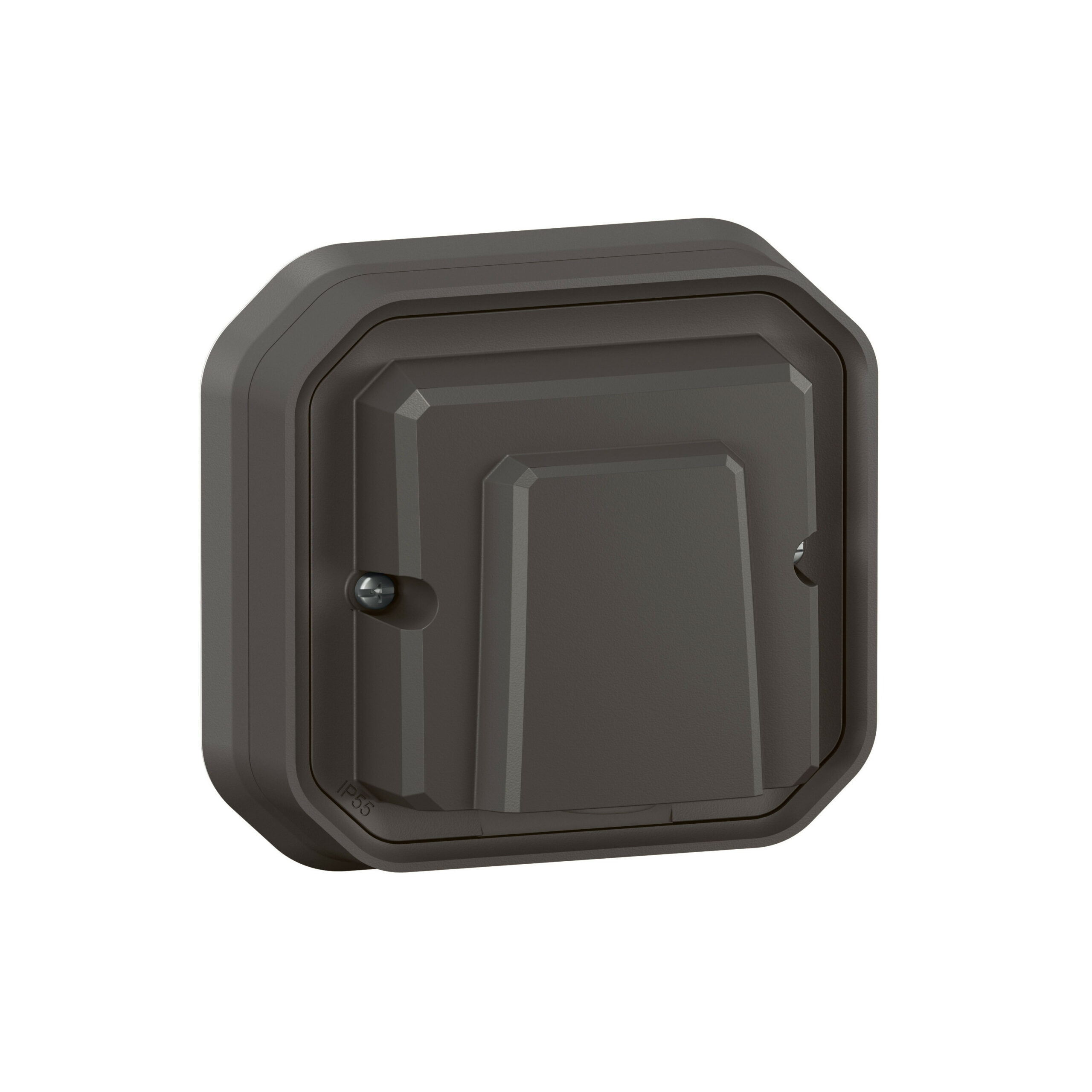 Sortie de câble étanche avec bornier Plexo 20A IP55 livrée complète pour fixation en encastré – anthracite