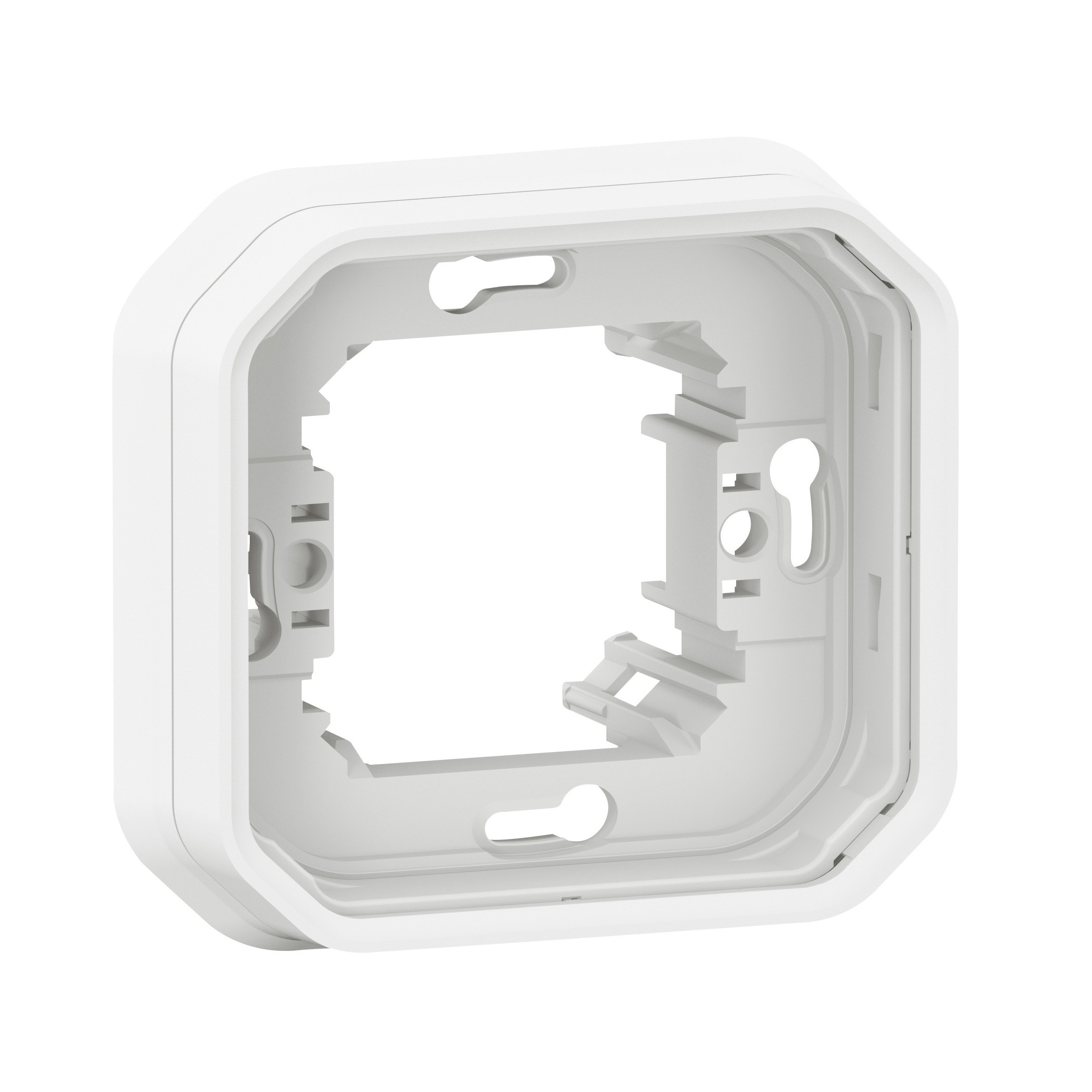 Support plaque étanche pour montage encastré 1 poste Plexo – blanc