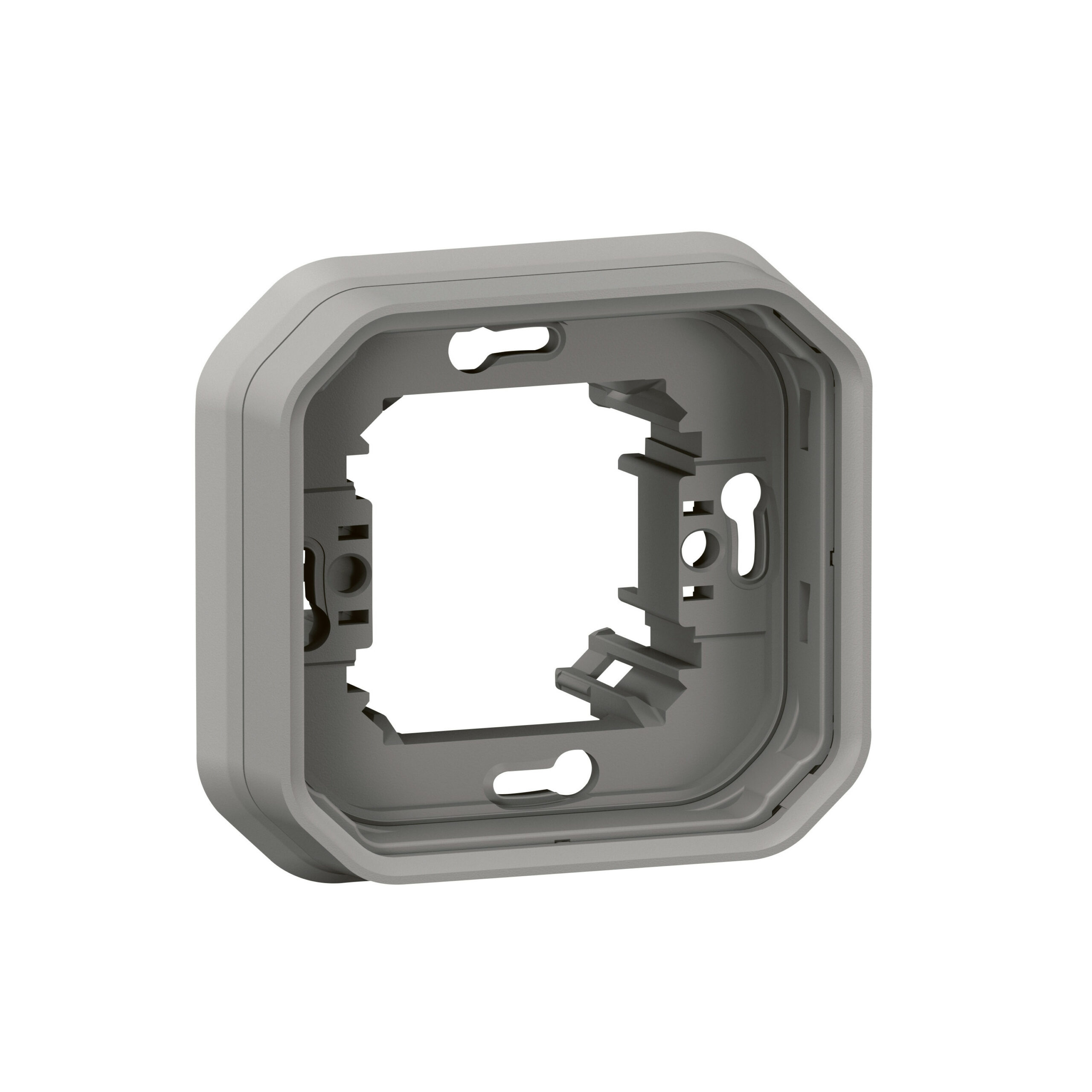 Support plaque étanche pour montage encastré 1 poste Plexo – gris