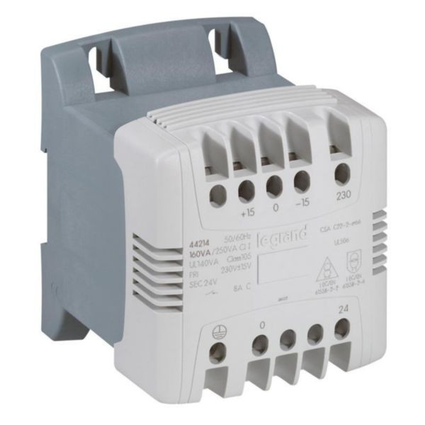 Transformateur de commande et sécurité à connexion à vis primaire 230V à 400V et secondaire 24V~ – 100VA