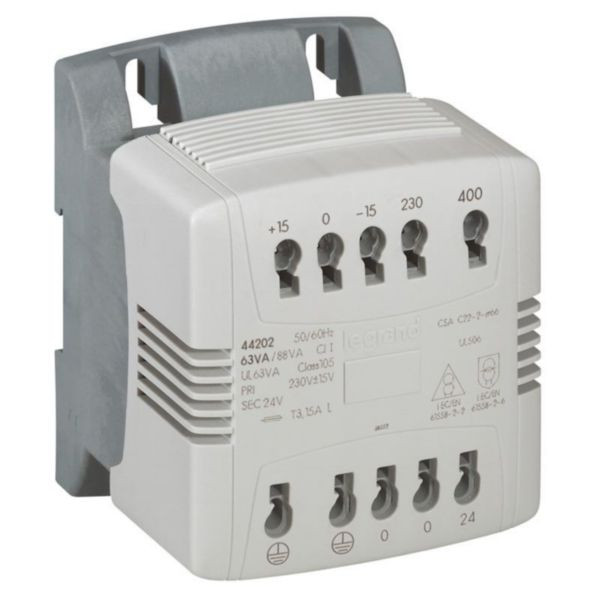 Transformateur de commande et sécurité à connexion à vis primaire 230V à 400V et secondaire 24V~ à 48V~ – 400VA