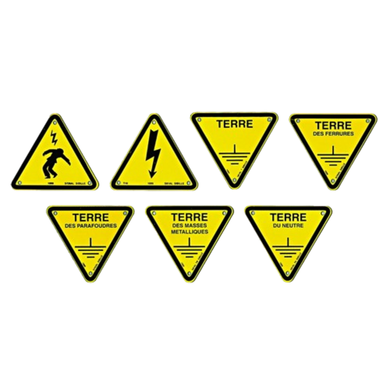 Triangles d’avertissement risques électriques et triangles de signalisation de terre